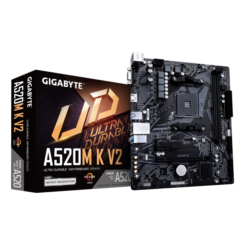 GIGABYTE A520M K V2 mātes plate AMD A520 Ligzda AM4 mikro ATX