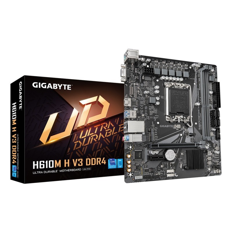 GIGABYTE H610M H V3 DDR4 mātes plate Intel H610 Express LGA 1700 mikro ATX
