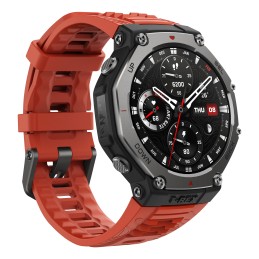 Amazfit T-Rex 3 Lava 3,81 cm (1.5") AMOLED 48.5 mm Digitāls 480 x 480 pikseļi Skārienjūtīgais ekrāns Melns, Nerūsējošs tērauds