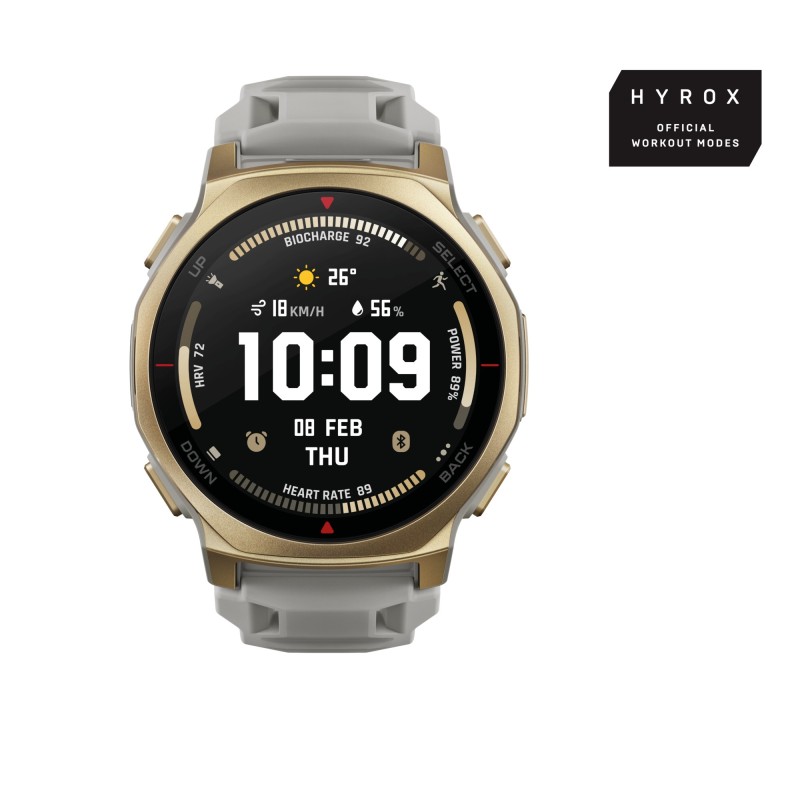 Amazfit T-rex 3 Pro 3,35 cm (1.32") AMOLED 44 mm Digitāls 466 x 466 pikseļi Skārienjūtīgais ekrāns Zelts Wi-Fi GPS