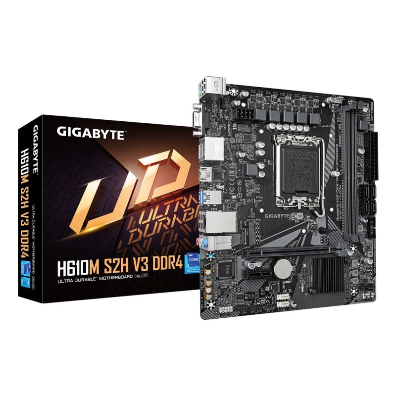 GIGABYTE H610M S2H V3 DDR4 mātes plate Intel H610 Express LGA 1700 mikro ATX
