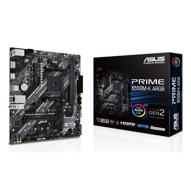 ASUS PRIME B550M-K ARGB AMD B550 Ligzda AM4 mikro ATX