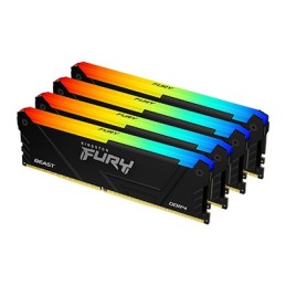 Kingston Technology FURY Beast RGB atmiņas modulis 64 GB 4 x 16 GB DDR4 3600 MT s 288-pin DIMM