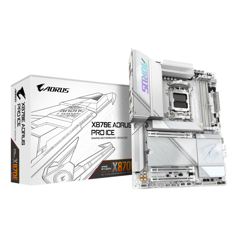GIGABYTE X870E AORUS PRO ICE mātes plate AMD X870E AM5 pieslēgvieta ATX
