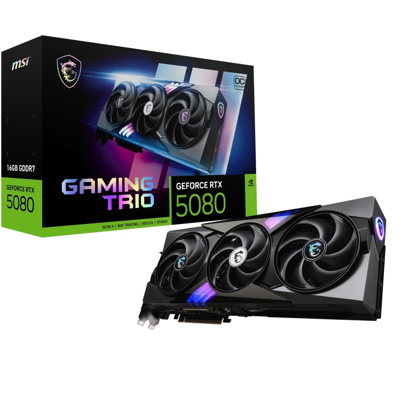 MSI GAMING GEFORCE RTX 5080 16G TRIO OC video karte NVIDIA 16 GB GDDR7