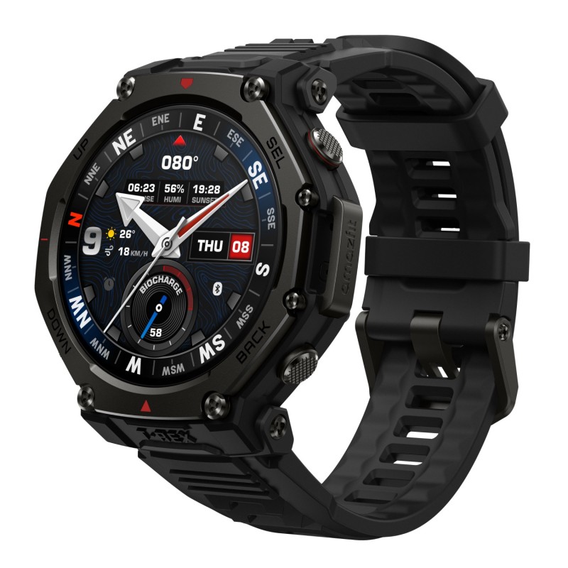 Amazfit T-rex 3 Pro 3,35 cm (1.32") AMOLED 44 mm Digitāls 466 x 466 pikseļi Skārienjūtīgais ekrāns Melns Wi-Fi GPS