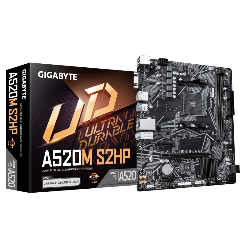 GIGABYTE A520M S2HP материнская плата AMD A520 Разъем AM4 Микро ATX