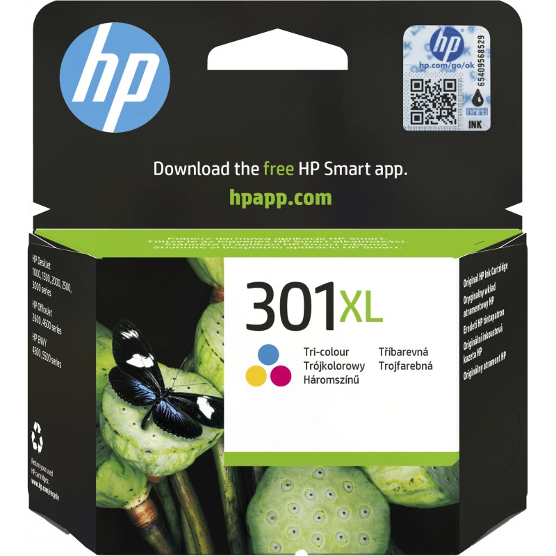 HP 301XL, оригинальный струйный картридж увеличенной емкости, трехцветный