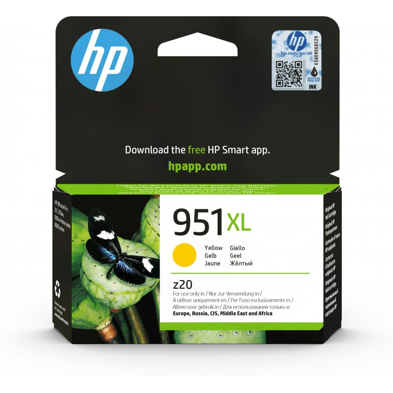 HP 951XL, Оригинальный струйный картридж увеличенной емкости, Желтый