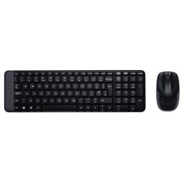 Logitech Wireless Combo MK220 клавиатура Мышь входит в комплектацию Офисная Беспроводной RF QWERTY Международный EER Черный