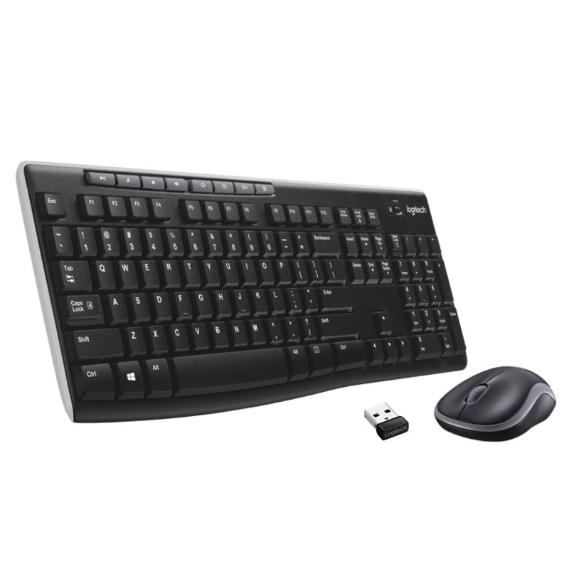 Logitech Wireless Combo MK270 tastatūra Pele iekļauta Mājas RF Bezvadu QWERTY US International Melns, Sudrabs