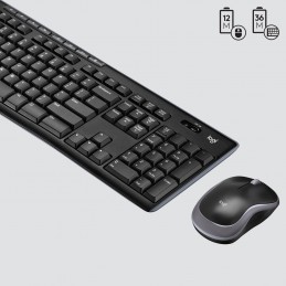 Logitech Wireless Combo MK270 tastatūra Pele iekļauta Mājas RF Bezvadu QWERTY US International Melns, Sudrabs