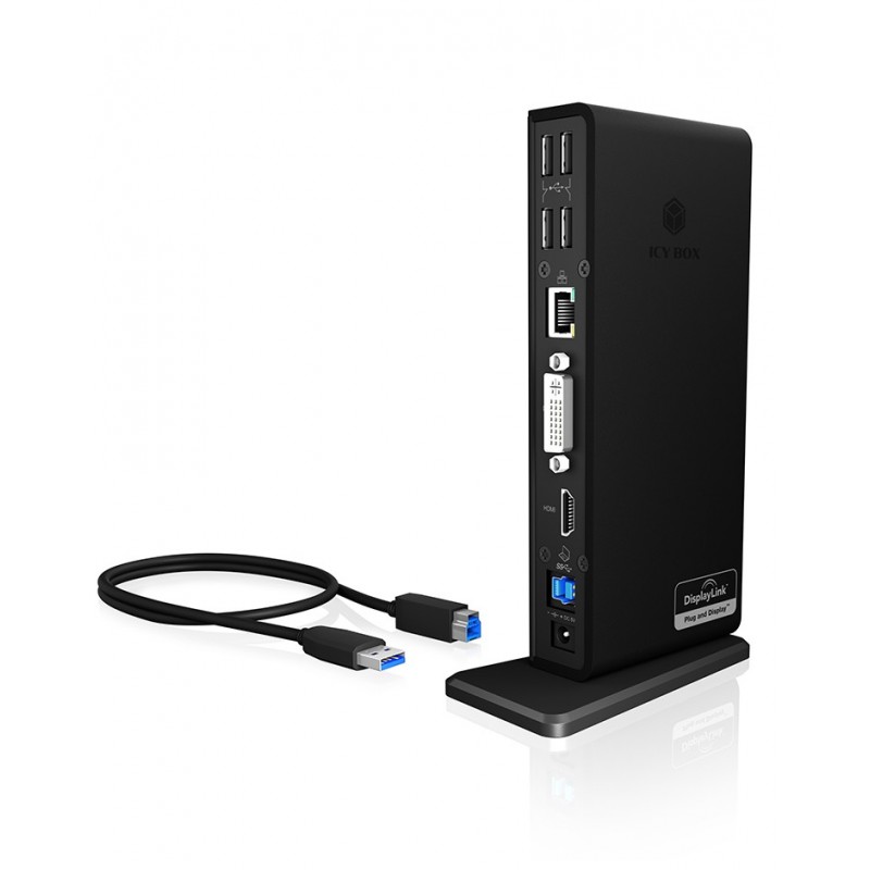 ICY BOX IB-DK2241AC Проводная USB 3.2 Gen 1 (3.1 Gen 1) Type-A Черный