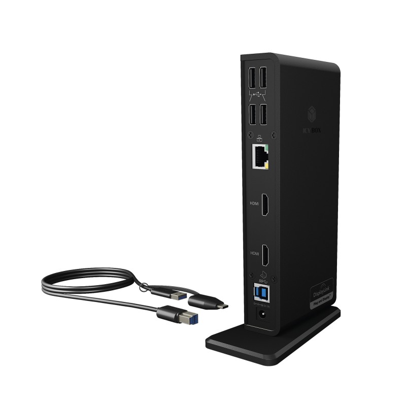 ICY BOX IB-DK2251AC Проводная USB 3.2 Gen 2 (3.1 Gen 2) Type-A Черный