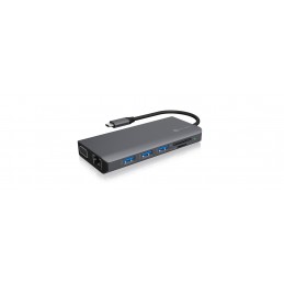 ICY BOX IB-DK4070-CPD Vadu USB 3.2 Gen 1 (3.1 Gen 1) Type-C Antracīts, Melns