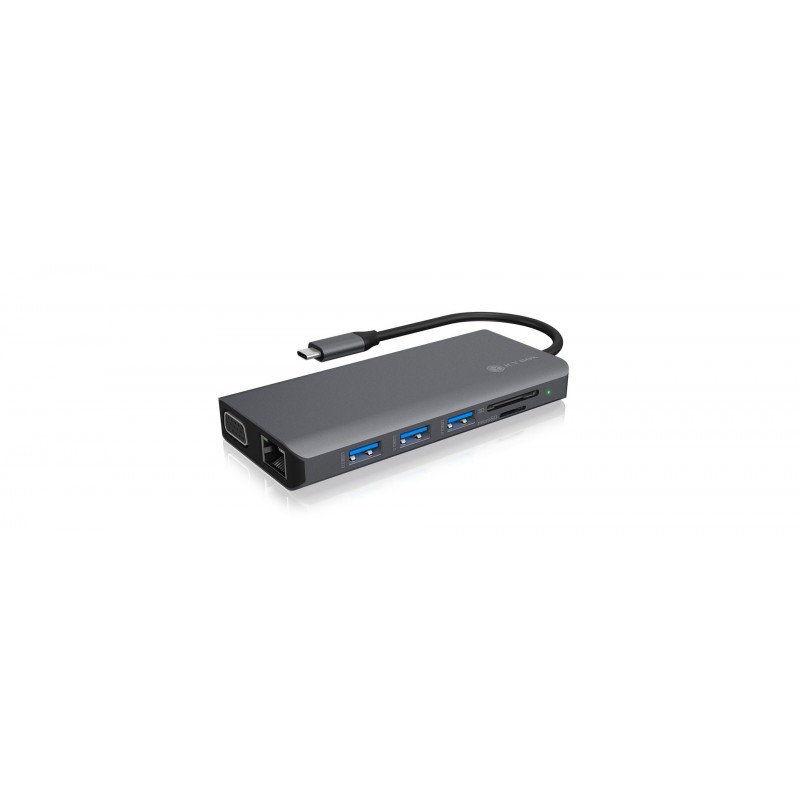 ICY BOX IB-DK4070-CPD Vadu USB 3.2 Gen 1 (3.1 Gen 1) Type-C Antracīts, Melns