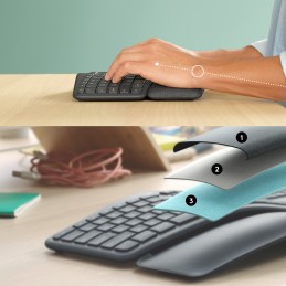 Logitech Ergo K860 tastatūra Birojs RF bezvadu sakari + Bluetooth US International Grafīts