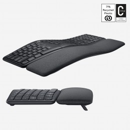 Logitech Ergo K860 tastatūra Birojs RF bezvadu sakari + Bluetooth US International Grafīts