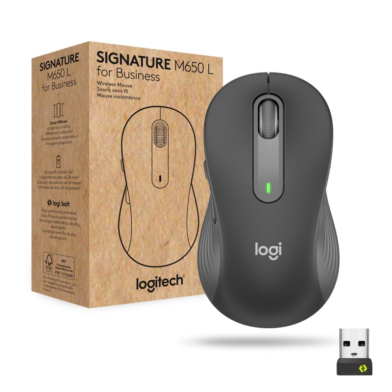 Logitech Signature M650 for Business компьютерная мышь Офисная Для правой руки РЧ беспроводной + Bluetooth Оптический 4000 DPI