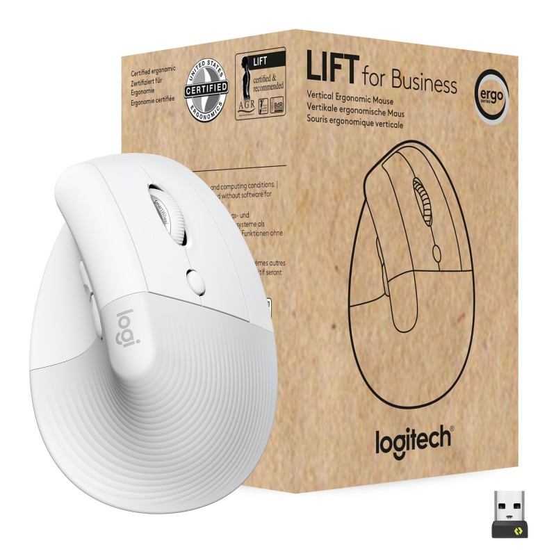 Logitech Lift for Business pele Birojs Labā roka RF bezvadu sakari + Bluetooth Optisks 4000 DPI