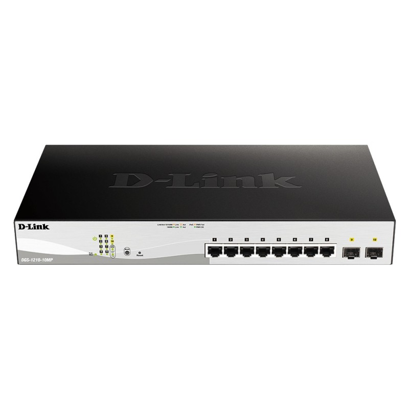 D-Link DGS-1210-10MP Управляемый L2 Gigabit Ethernet (10 100 1000) Питание по Ethernet (PoE) Черный, Серый