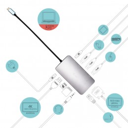 i-tec Metal C31NANOVGA100 dokstacija Vadu USB 3.2 Gen 1 (3.1 Gen 1) Type-C Pelēks