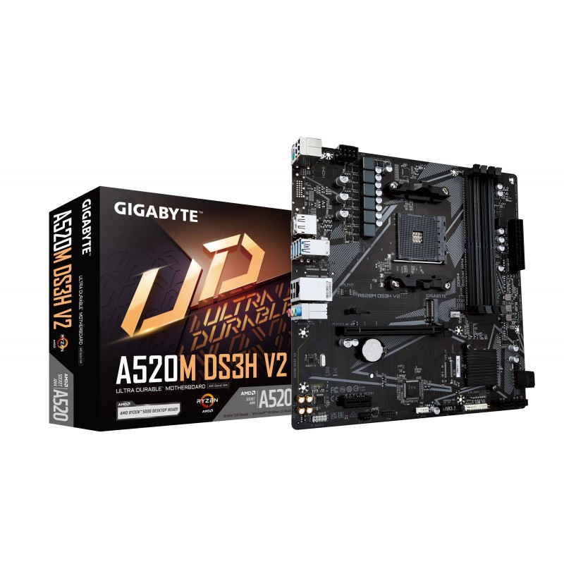 GIGABYTE A520M DS3H V2 mātes plate Ligzda AM4 mikro ATX