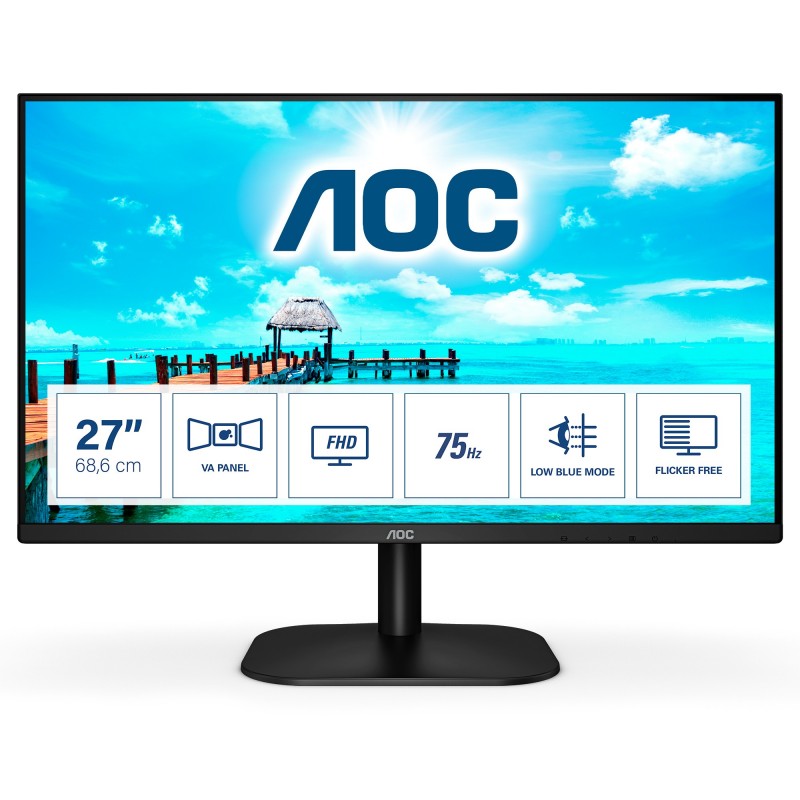 AOC 27B2DM monitori 68,6 cm (27") 1920 x 1080 pikseļi Full HD Melns