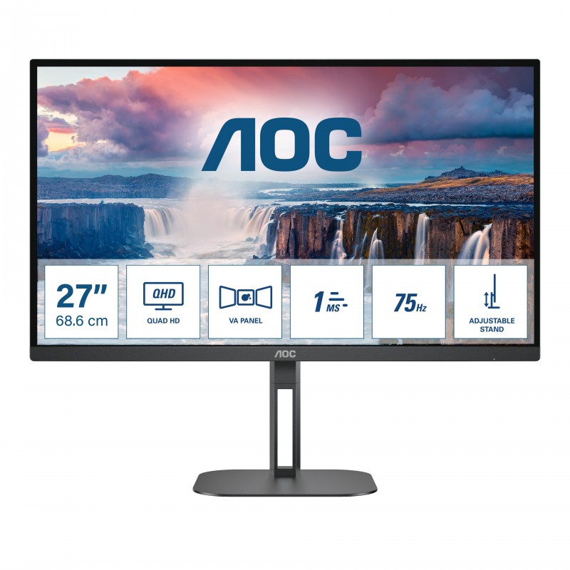 AOC V5 Q27V5N BK монитор для ПК 68,6 cm (27") 2560 x 1440 пикселей Quad HD LED Черный