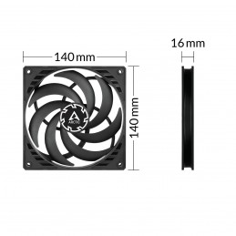 ARCTIC P14 Slim PWM PST Datora korpusam Ventilators 14 cm Melns 1 pcs