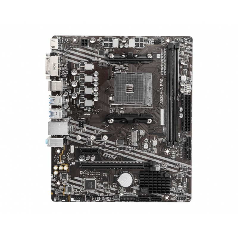 MSI A520M-A PRO mātes plate AMD A520 Ligzda AM4 mikro ATX