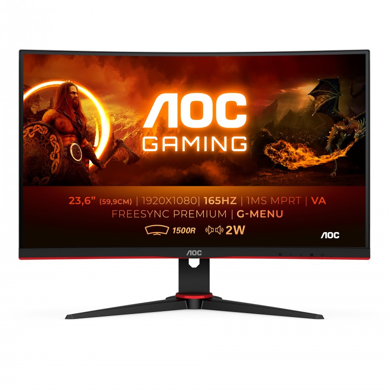 AOC G2 C24G2AE BK monitori 59,9 cm (23.6") 1920 x 1080 pikseļi Full HD LED Melns, Sarkans