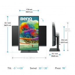 BenQ PD2705U monitori 68,6 cm (27") 3840 x 2160 pikseļi 4K Ultra HD LED Melns