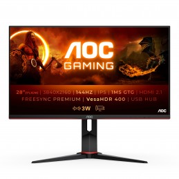 AOC G2 U28G2XU2 BK LED display 71,1 cm (28") 3840 x 2160 pikseļi 4K Ultra HD Melns, Sarkans