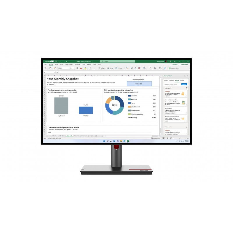 Lenovo ThinkVision P27h-30 LED display 68,6 cm (27") 2560 x 1440 пикселей Quad HD ЖК Черный