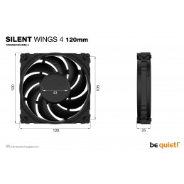 be quiet! SILENT WINGS 4 | 120mm Datora korpusam Ventilators 12 cm Melns 1 pcs