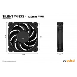 be quiet! SILENT WINGS 4 | 120mm PWM Datora korpusam Ventilators 12 cm Melns 1 pcs