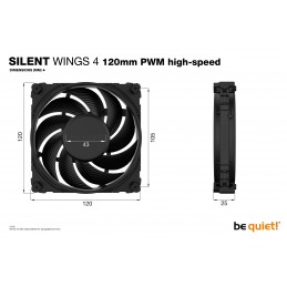 be quiet! SILENT WINGS 4 | 120mm PWM high-speed Datora korpusam Ventilators 12 cm Melns 1 pcs