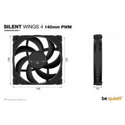 be quiet! SILENT WINGS 4 | 140mm PWM Корпус компьютера Вентилятор 14 cm Черный 1 шт