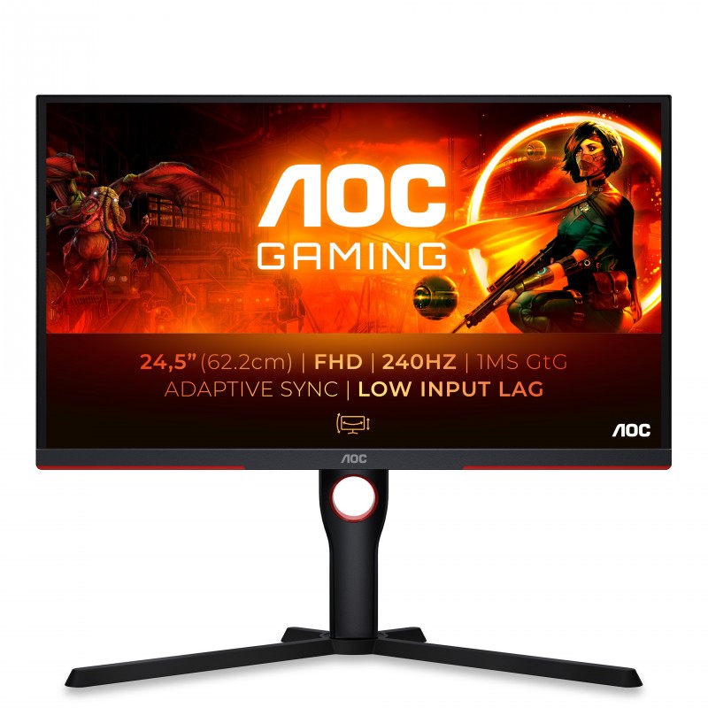 AOC G3 25G3ZM BK monitori 62,2 cm (24.5") 1920 x 1080 pikseļi Full HD Melns, Sarkans