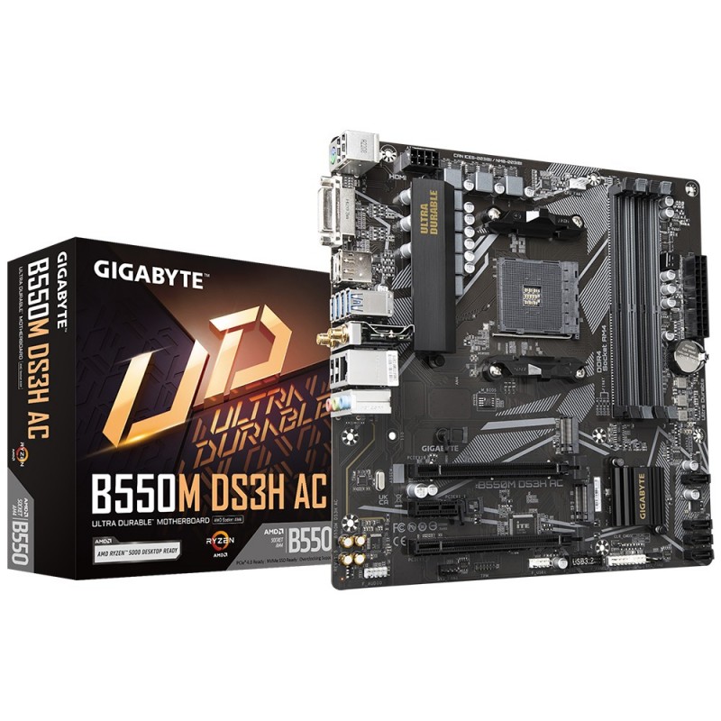 GIGABYTE B550M DS3H AC mātes plate AMD B550 Ligzda AM4 mikro ATX