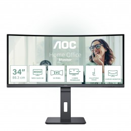 AOC CU34P3CV monitori 86,4 cm (34") 3440 x 1440 pikseļi UltraWide Quad HD LED Melns