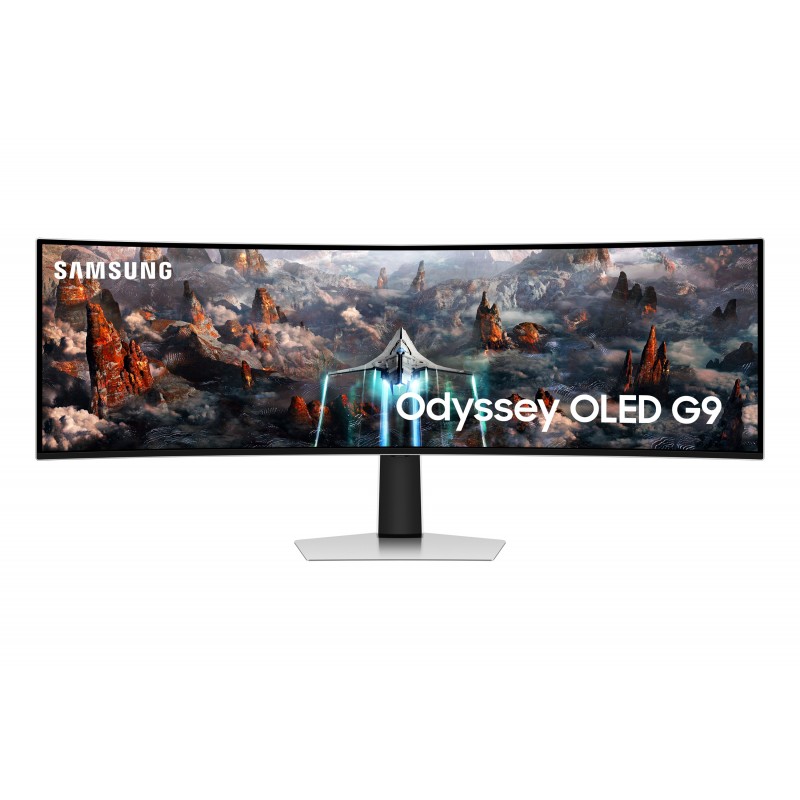 Samsung G93SC monitori 124,5 cm (49") 5120 x 1440 pikseļi Dual QHD OLED Sudrabs