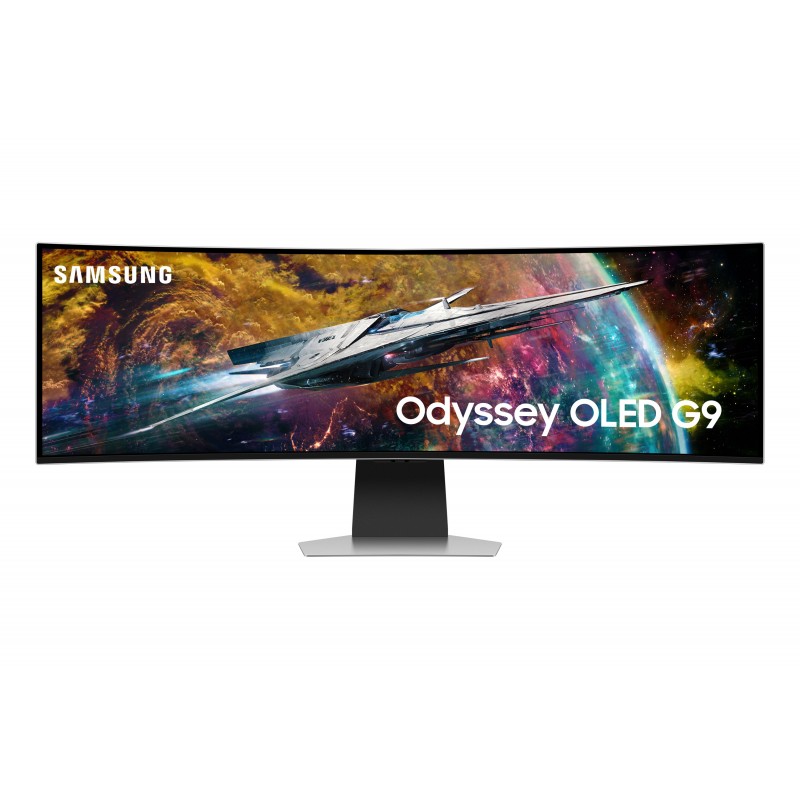 Samsung G95SC monitori 124,5 cm (49") 5120 x 1440 pikseļi Dual QHD OLED Sudrabs