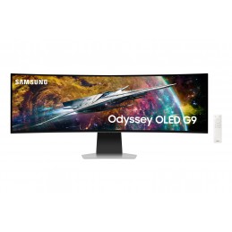 Samsung G95SC monitori 124,5 cm (49") 5120 x 1440 pikseļi Dual QHD OLED Sudrabs