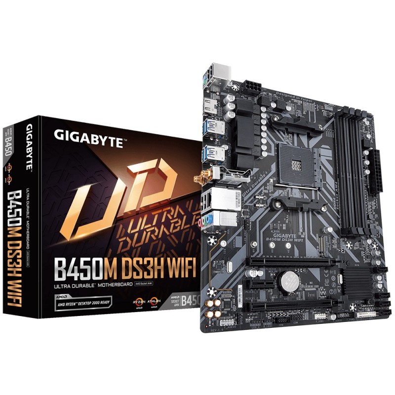 GIGABYTE B450M DS3H WIFI mātes plate AMD B450 Ligzda AM4 mikro ATX