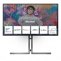 AOC U27U3CV monitori 68,6 cm (27") 3840 x 2160 pikseļi 4K Ultra HD LCD Melns