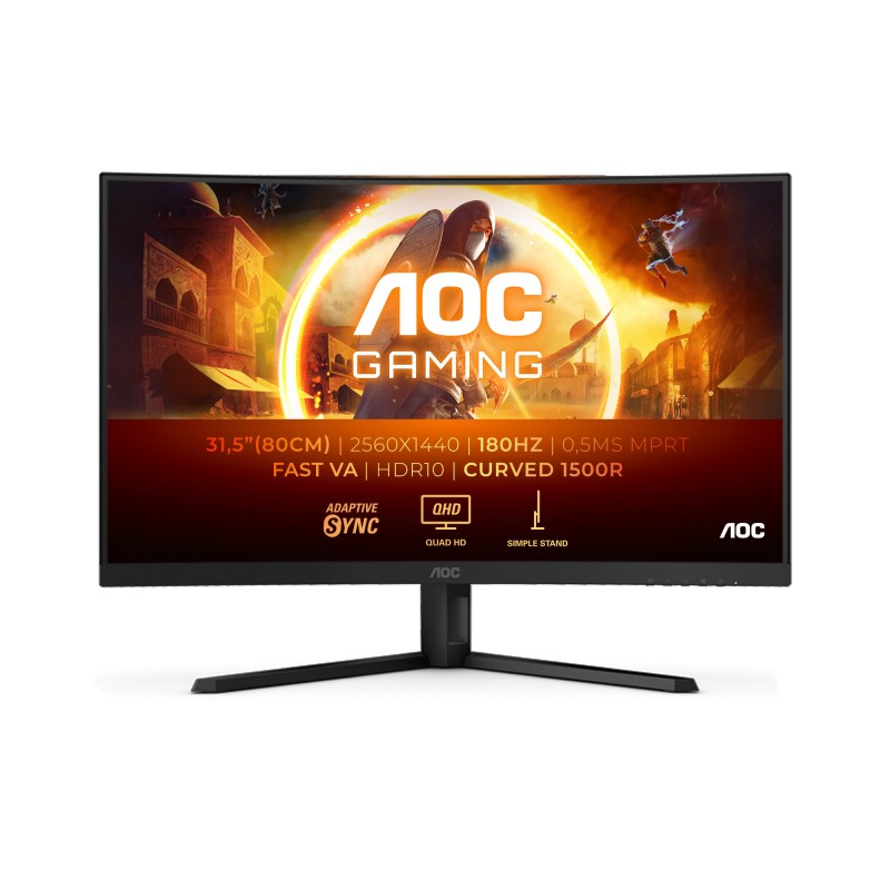 AOC G4 CQ32G4VE монитор для ПК 81,3 cm (32") 2560 x 1440 пикселей Quad HD ЖК Черный, Серый