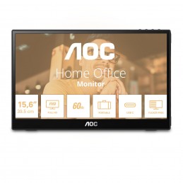 AOC T2 16T3EA monitori 39,6 cm (15.6") 1920 x 1080 pikseļi Full HD Melns