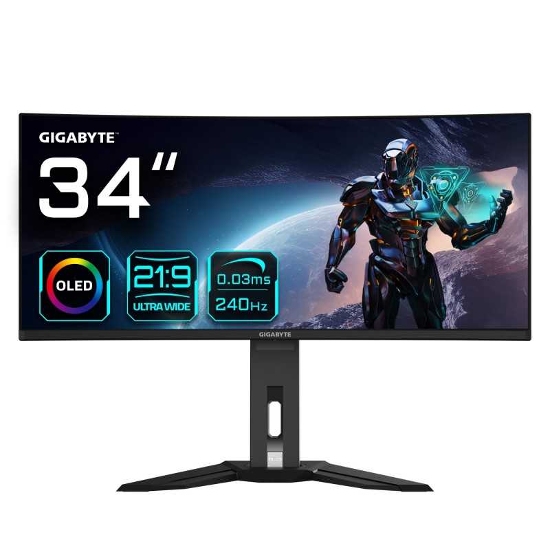 GIGABYTE MO34WQC2 monitori 86,4 cm (34") 3440 x 1440 pikseļi Wide Quad HD OLED Melns